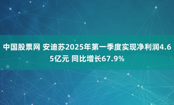 中国股票网 安迪苏2025年第一季度实现净利润4.65亿元 同比增长67.9%