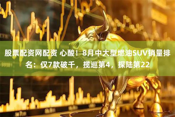 股票配资网配资 心酸！8月中大型燃油SUV销量排名：仅7款破千，揽巡第4，探陆第22